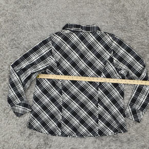 Lane Bryant Women's Plus Size 20 Button Up Long Sleeve Multicolor Cotton V-Neck - Picture 4 of 8